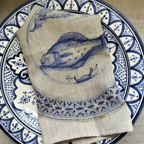 Napkins: Delft Plate with Fish - 4