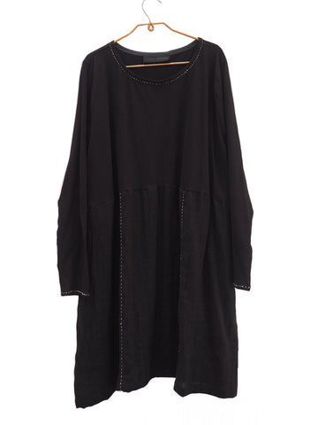 Marlene Dress - Black with Hand stitching